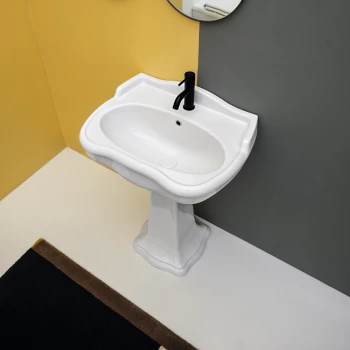 Lavabo classico su colonna in ceramica largo 65 cm